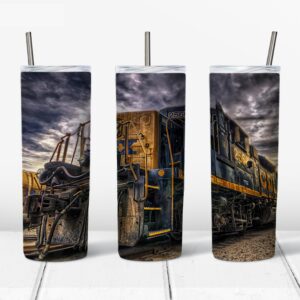 Train-Themed Tumbler Mockup