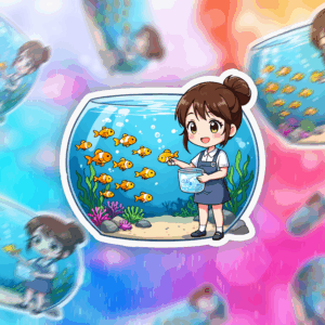 Chibi Aquarium Caretaker Sticker