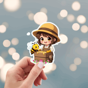 Chibi Beekeeper Sticker Mockup