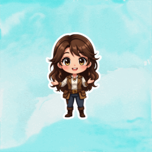 Chibi Girl Tour Guide Sticker Mockup