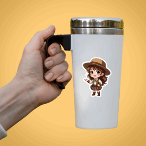 Chibi Tour Guide Sticker Mockup