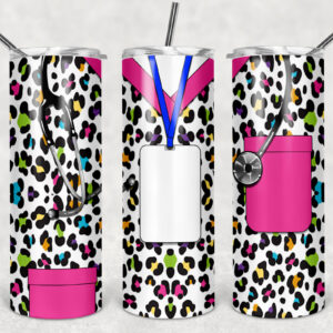 Cheetah Print Nurse Tumbler Multi-color & Pink Mockup
