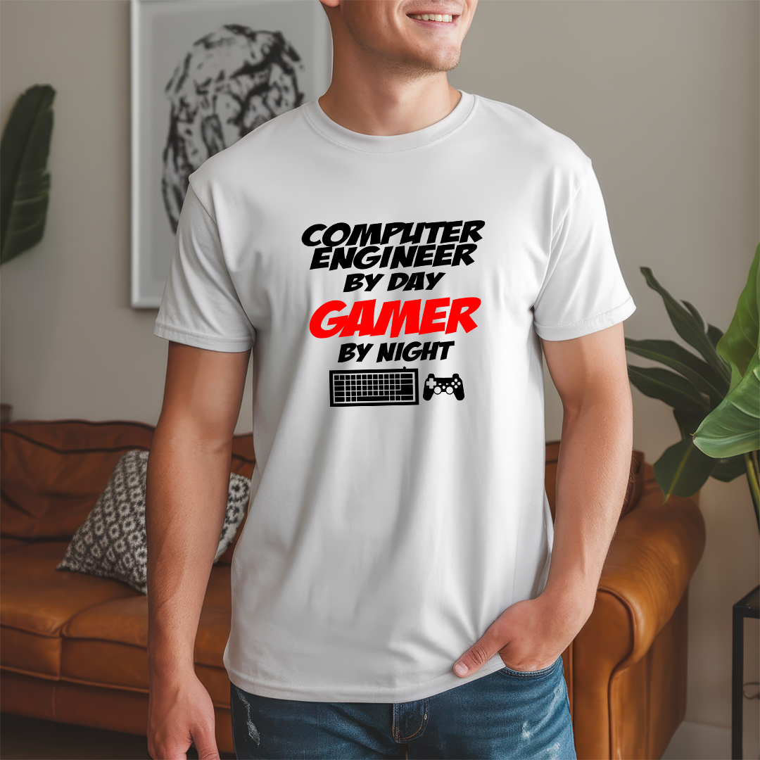 Computer Engineer by Day Gamer by Night Shirt Mockup