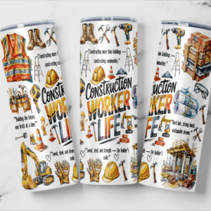 Construction Worker Life Tumbler Mockup