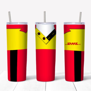 DHL Uniform-Inspired Tumbler Mockup