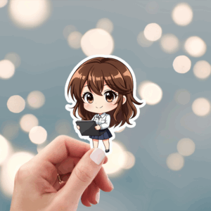 Chibi Accountant Female Sticker Mockup