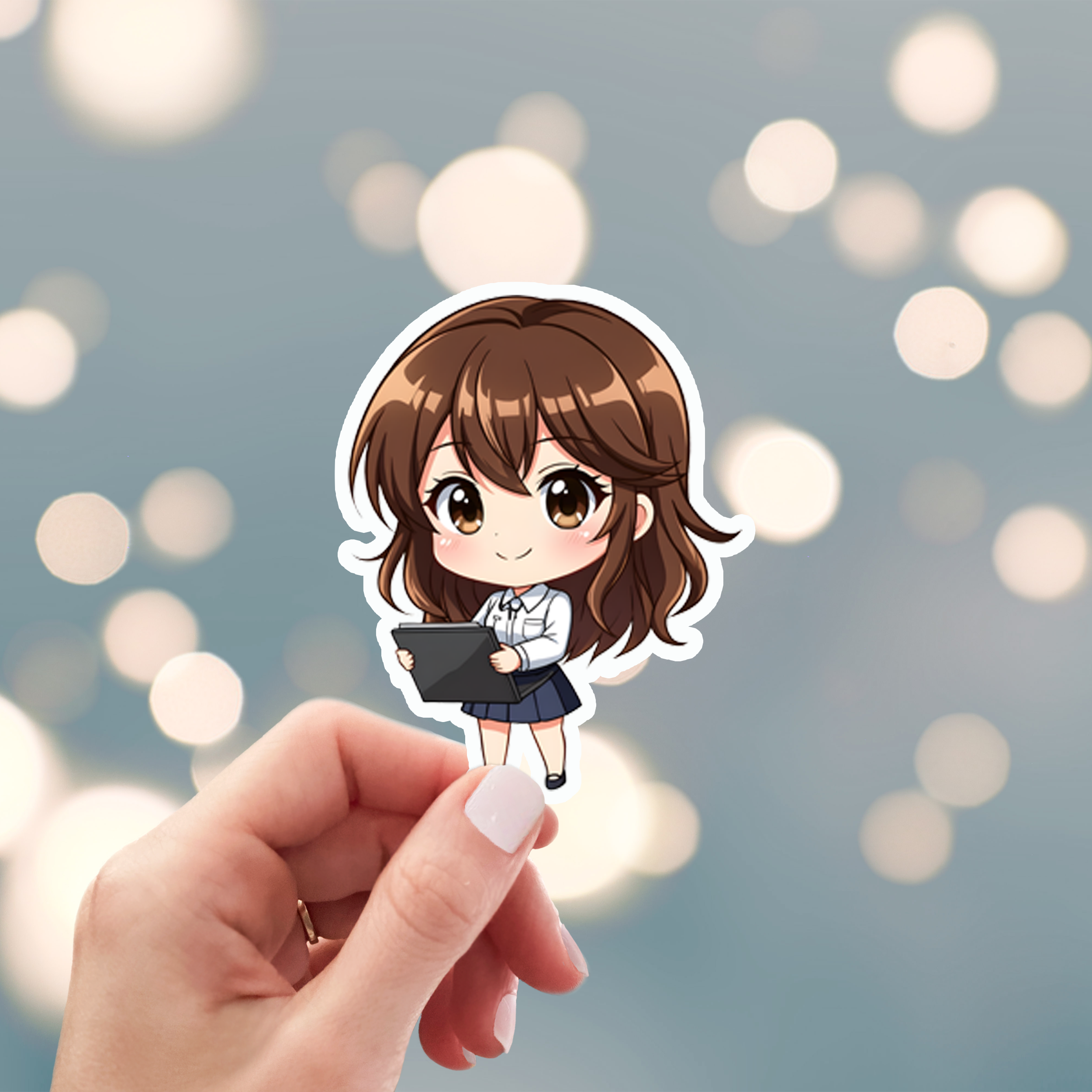 Chibi Accountant Female Sticker Mockup