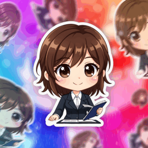 Chibi Female CPA Sticker Mockup