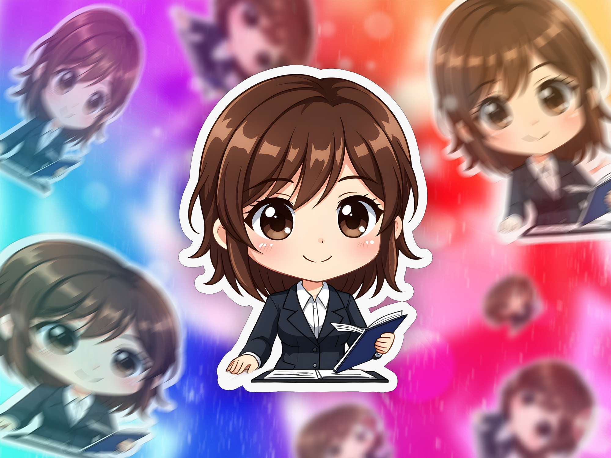 Chibi Female CPA Sticker Mockup