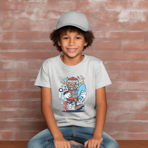 Cartoon Gumball Machine Surfer Shirt Mockup