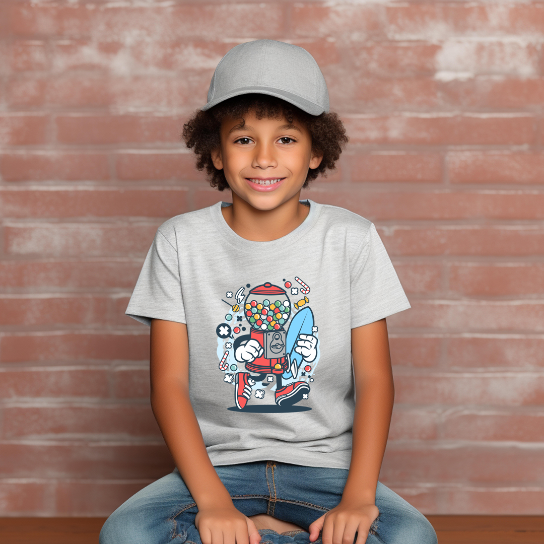 Cartoon Gumball Machine Surfer Shirt Mockup