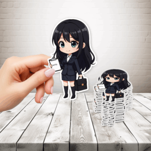 Chibi Hotel Manager Sticker Mockup