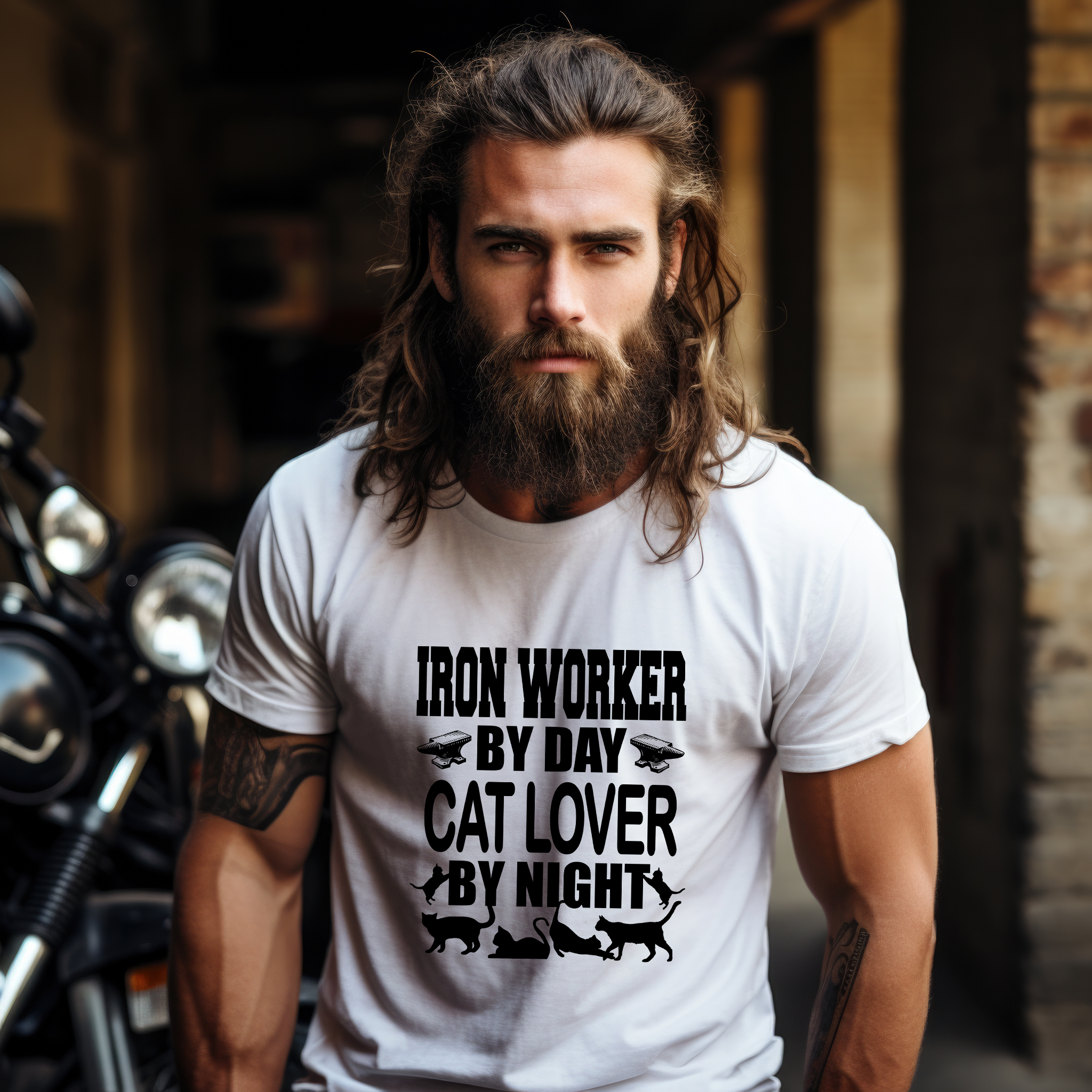 Iron Worker By Day Cat Lover By Night Shirt Mockup