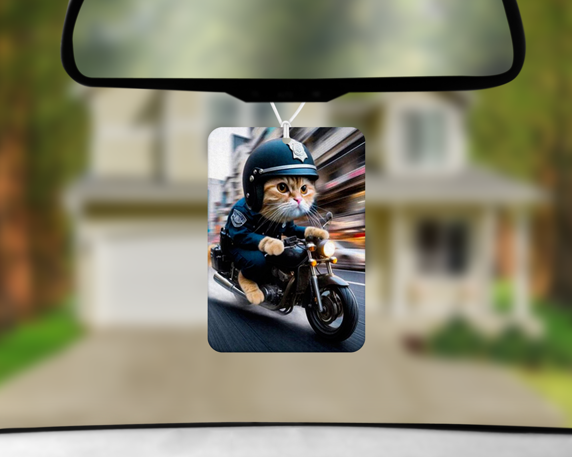 Motorcycle Police Cat Air Freshener Mockup