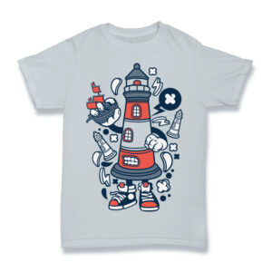 Cartoon Lighthouse Character Shirt Mockup