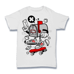 Cartoon Skateboarding Mailbox Character Shirt Mockup