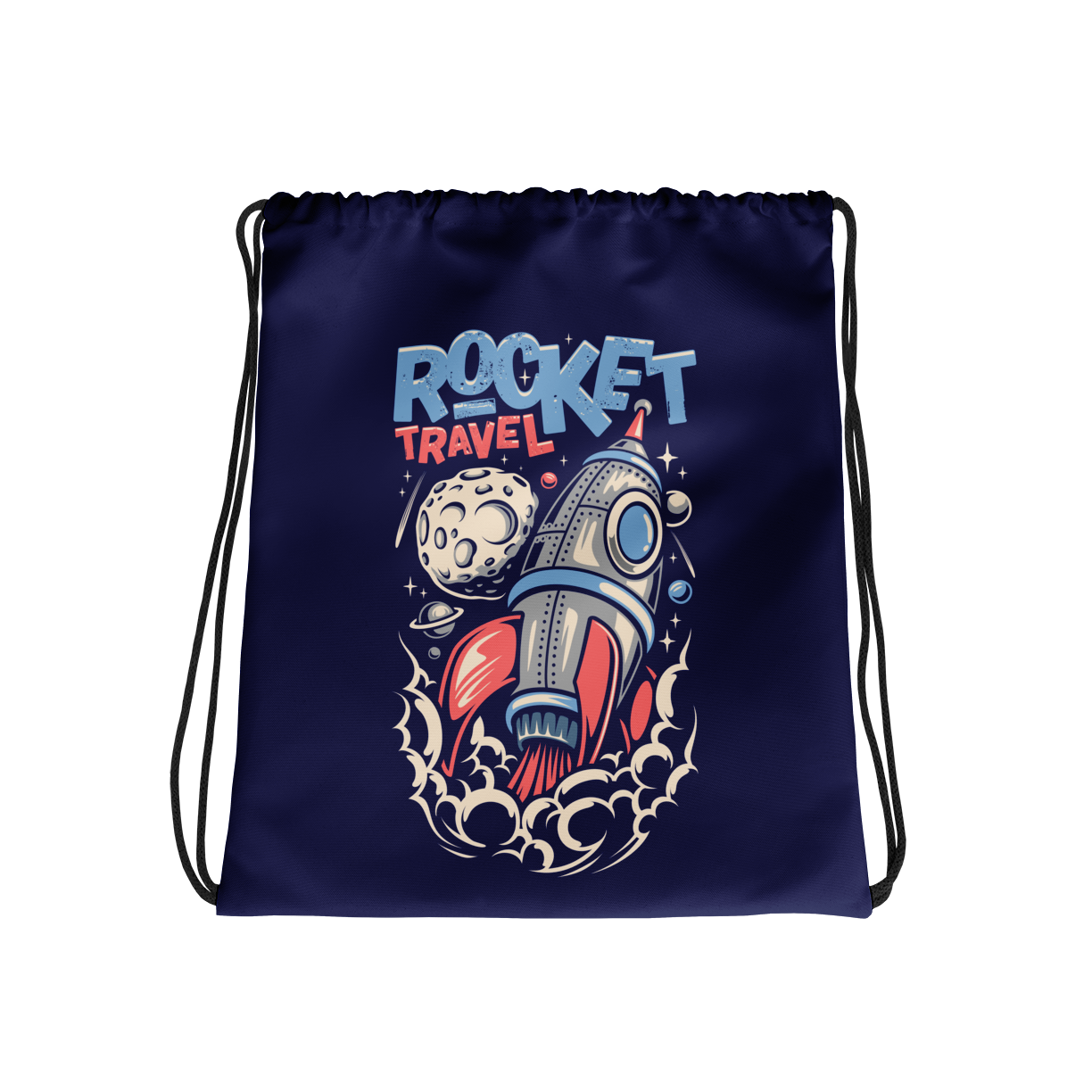 Rocket Travel Drawstring Bag Mockup