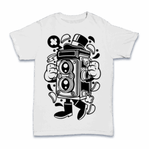 Cartoon Retro Camera Character Shirt Mockup