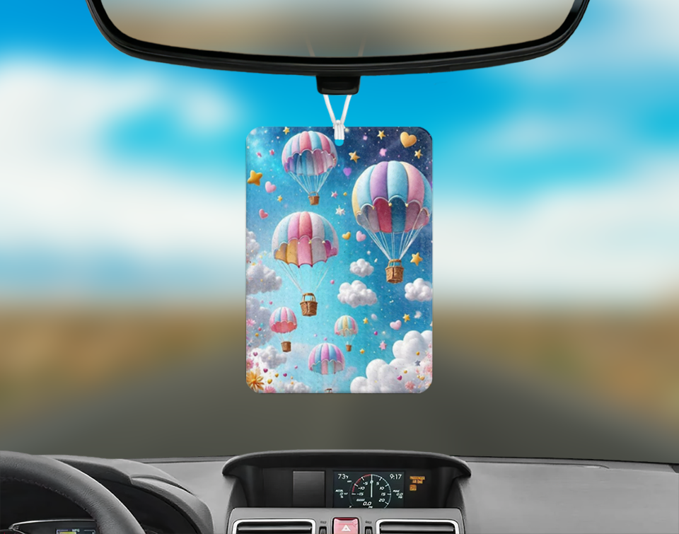 Parachute Basket Dreams Car Air Freshener Mockup