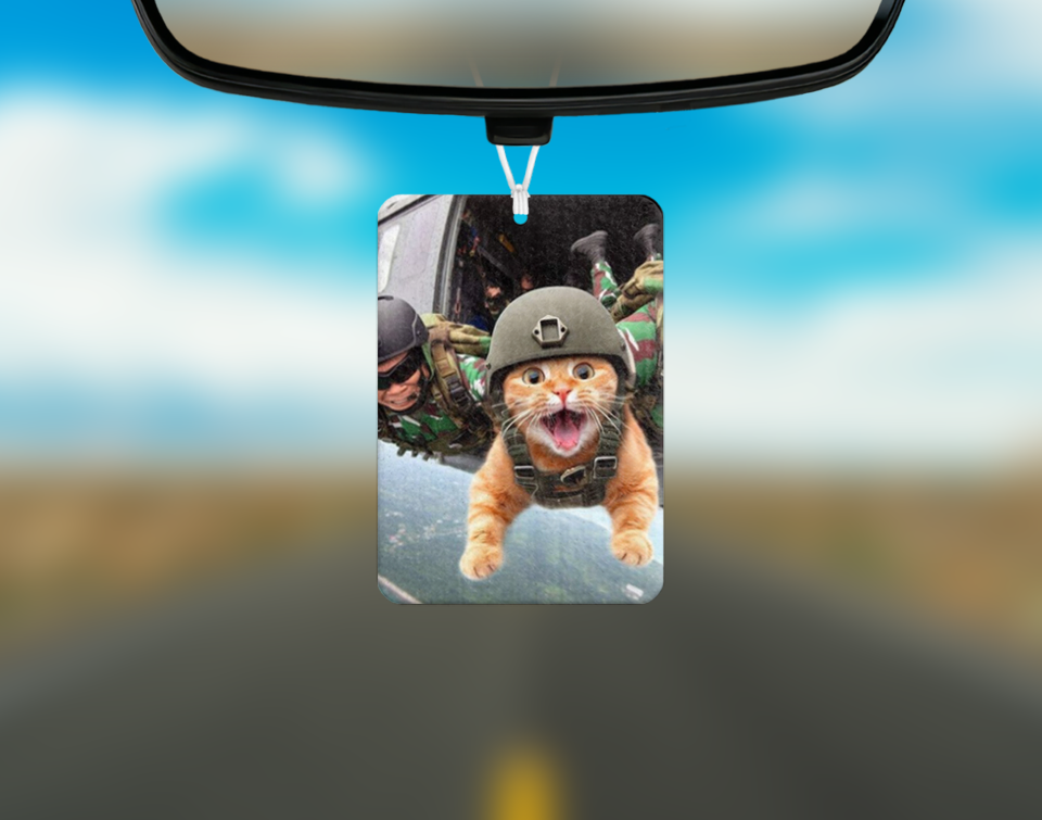 Paratrooper Kitty Air Freshener Mockup
