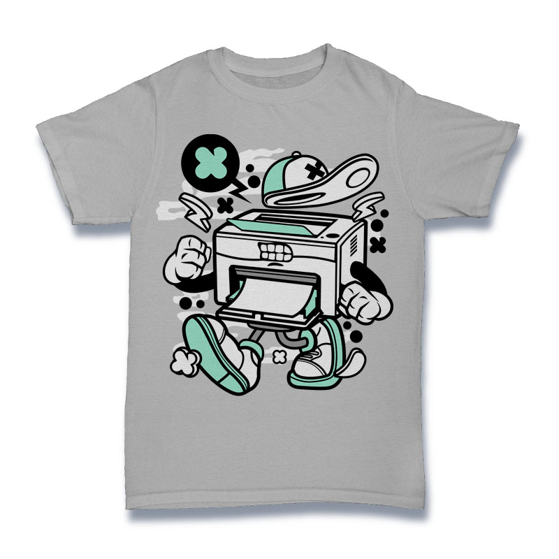 Cartoon Printer Character Shirt Mockup