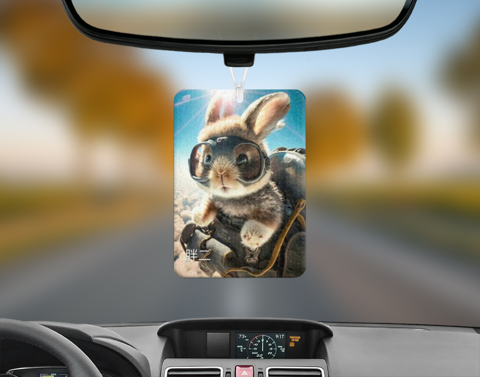 Cute Bunny Pilot Car Air Freshener Mockup