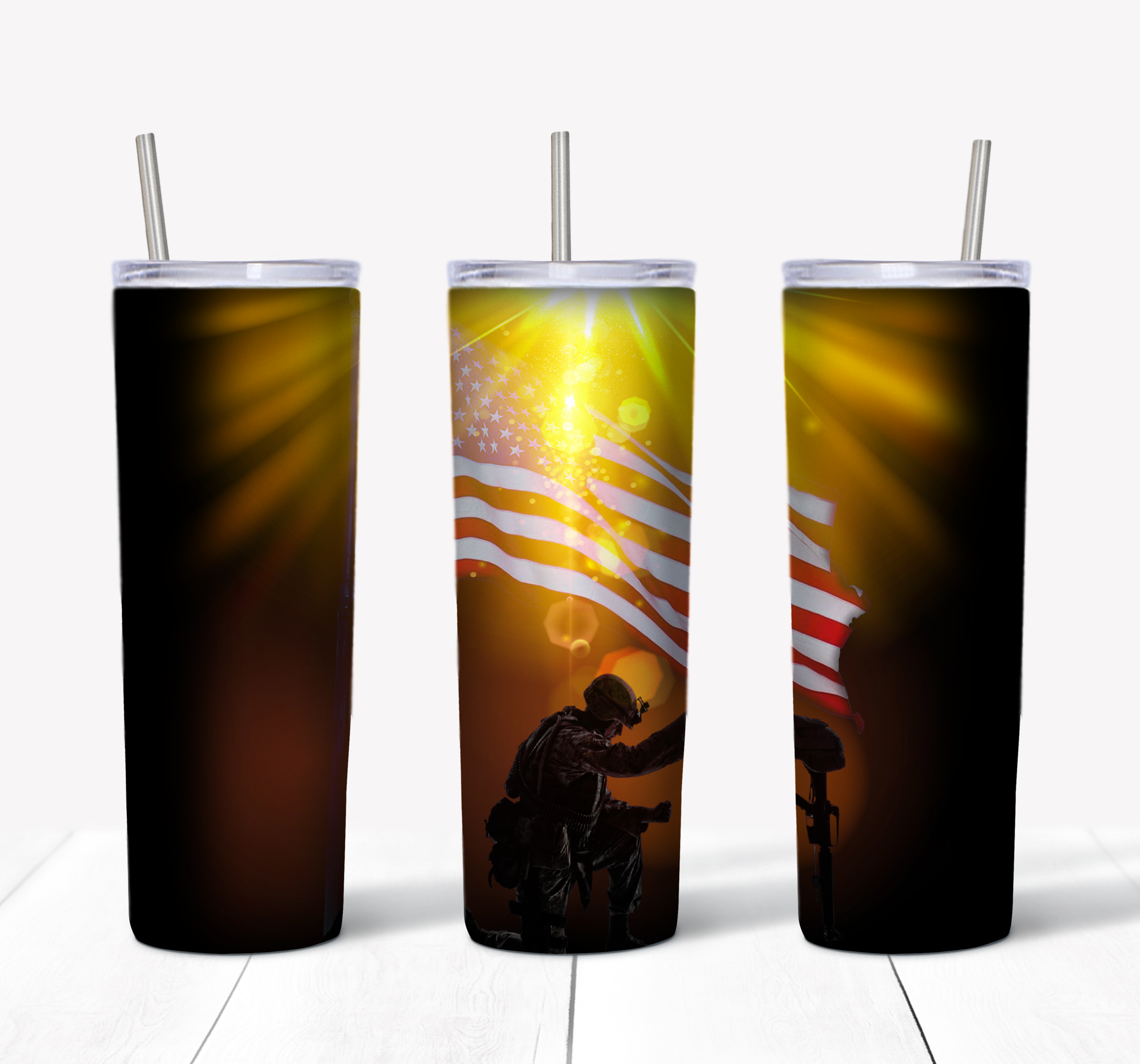 Patriotic Soldier Tumbler Mockup
