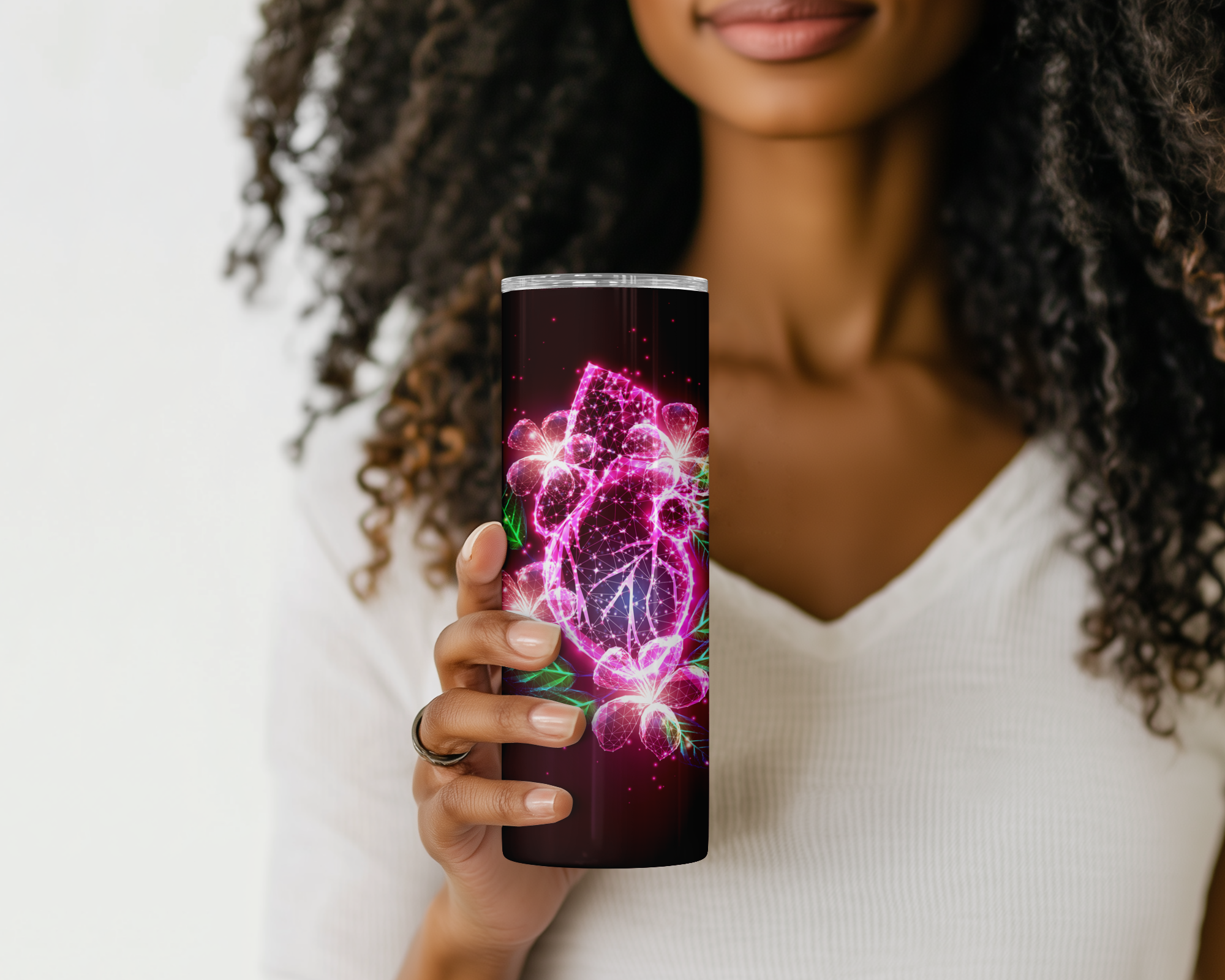 Starry Floral Anatomic Heart Tumbler Mockup