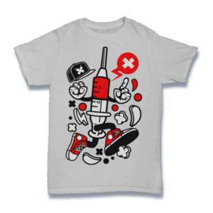 Cartoon Syringe Character Shirt Mockup