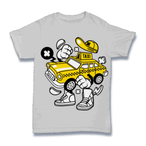Cartoon Taxi Character Shirt Mockup