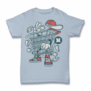 Cartoon Shopping Cart Character Shirt Mockup