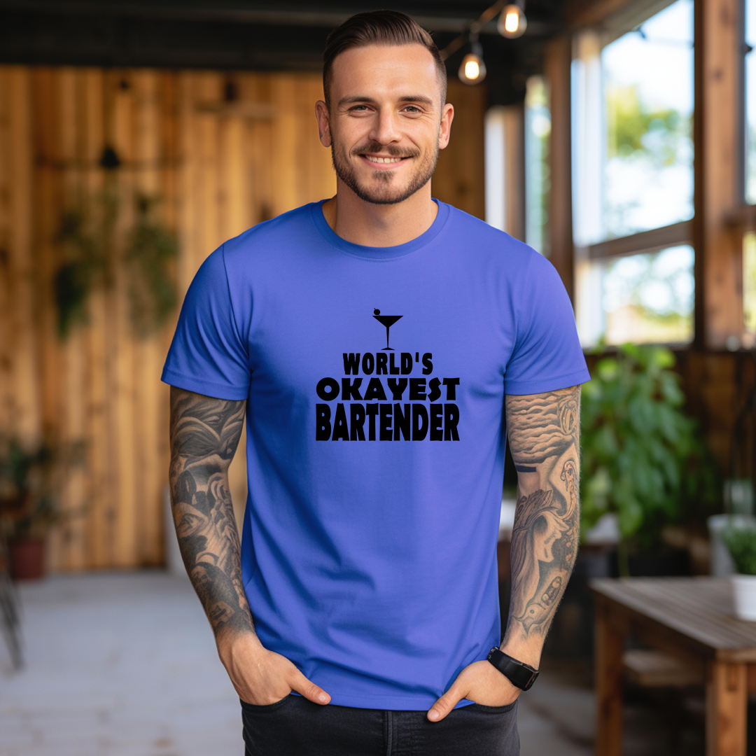 World's Okayest Bartender Shirt Mockup
