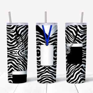 Zebra Print Scrubs Tumbler Black & White Mockup