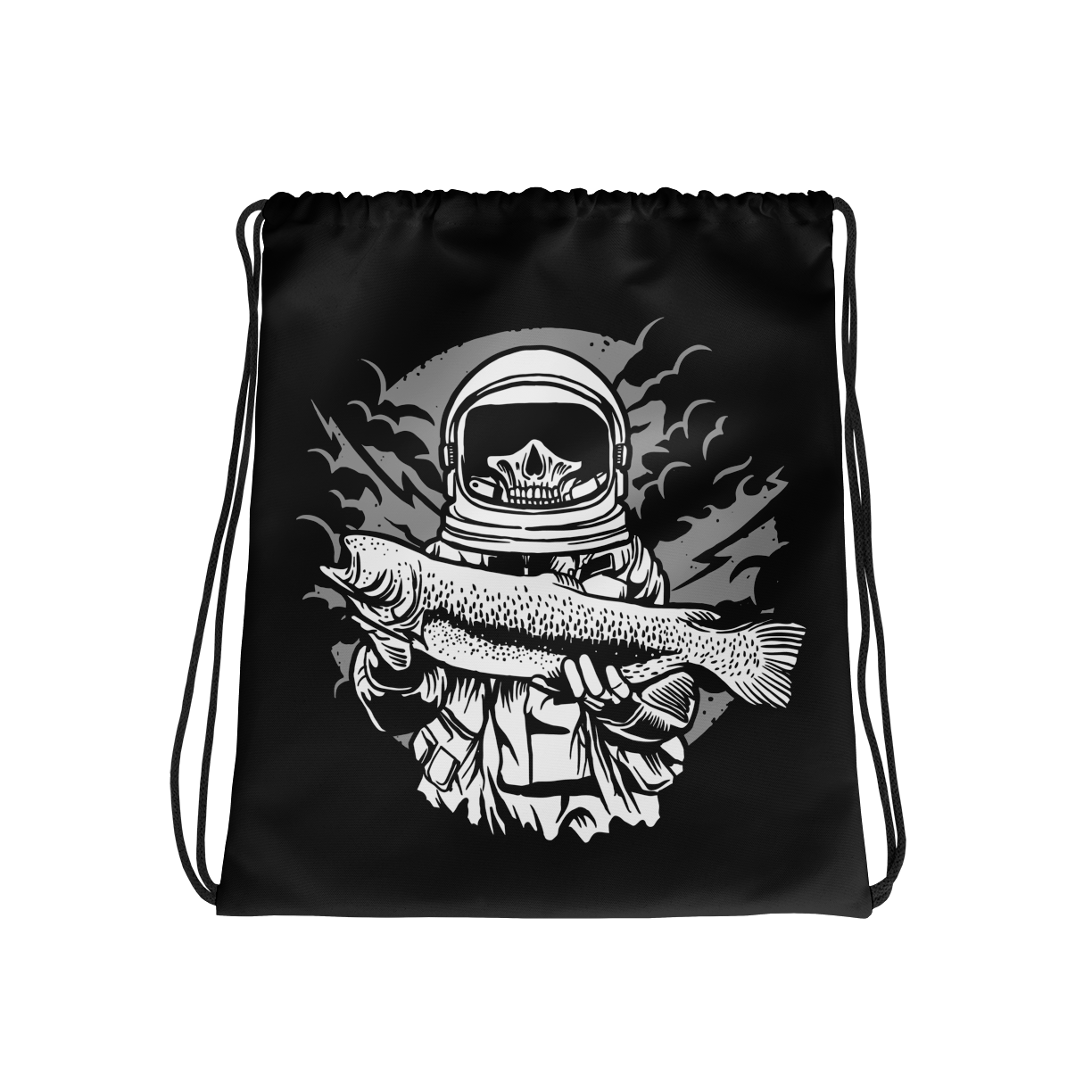 Astronaut Fishing Drawstring Bag Mockup