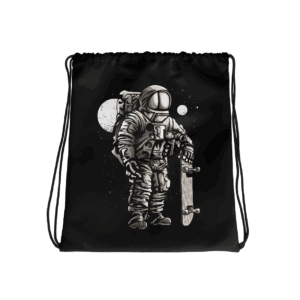 Astronaut With Skateboard Drawstring Bag Mockup