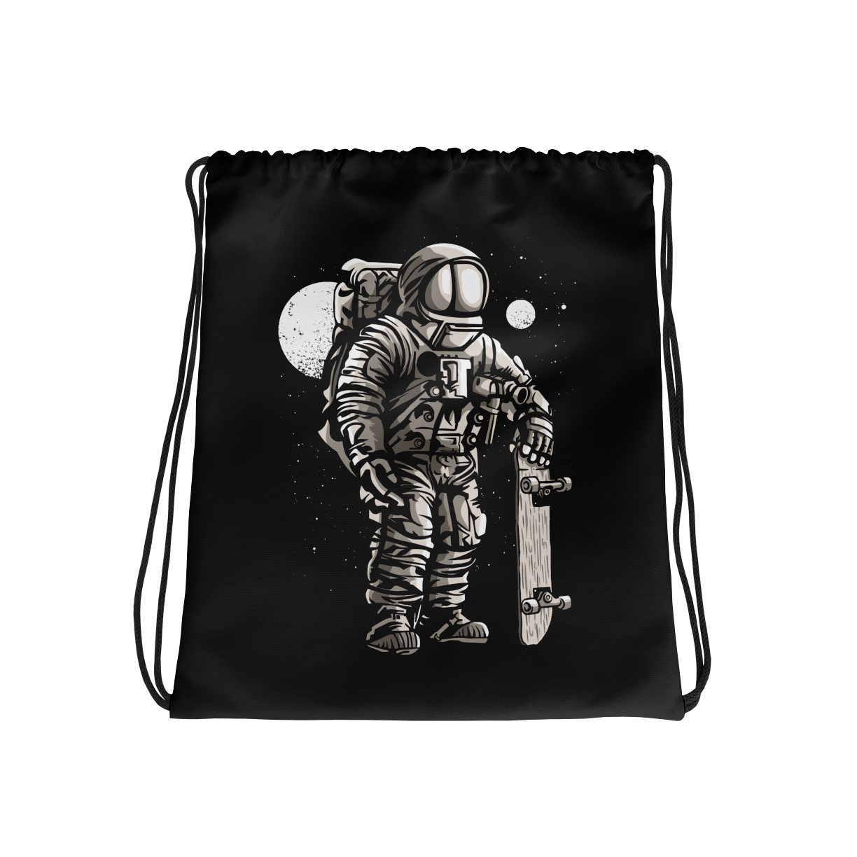 Astronaut With Skateboard Drawstring Bag Mockup