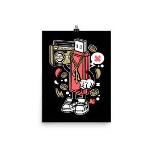 Cartoon USB Character Art Print Mockup