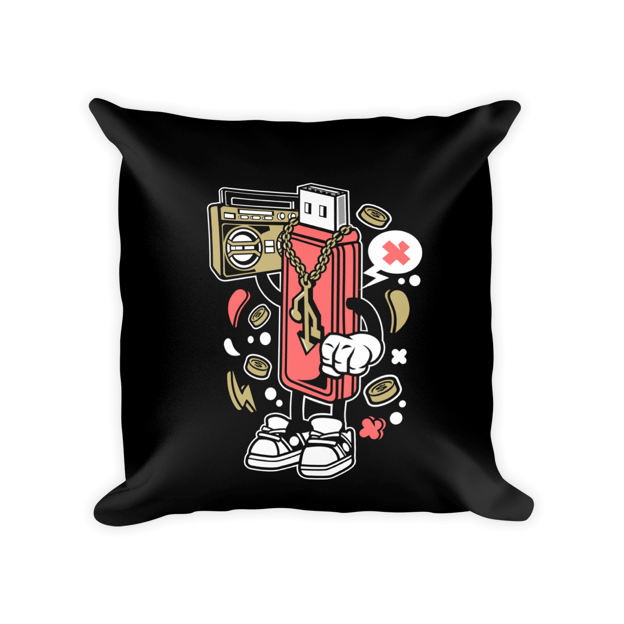 Cartoon USB Character Throw Pillow Cover Mockup