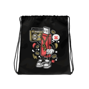 Cartoon USB Flash Drive Character Drawstring Bag Mockup