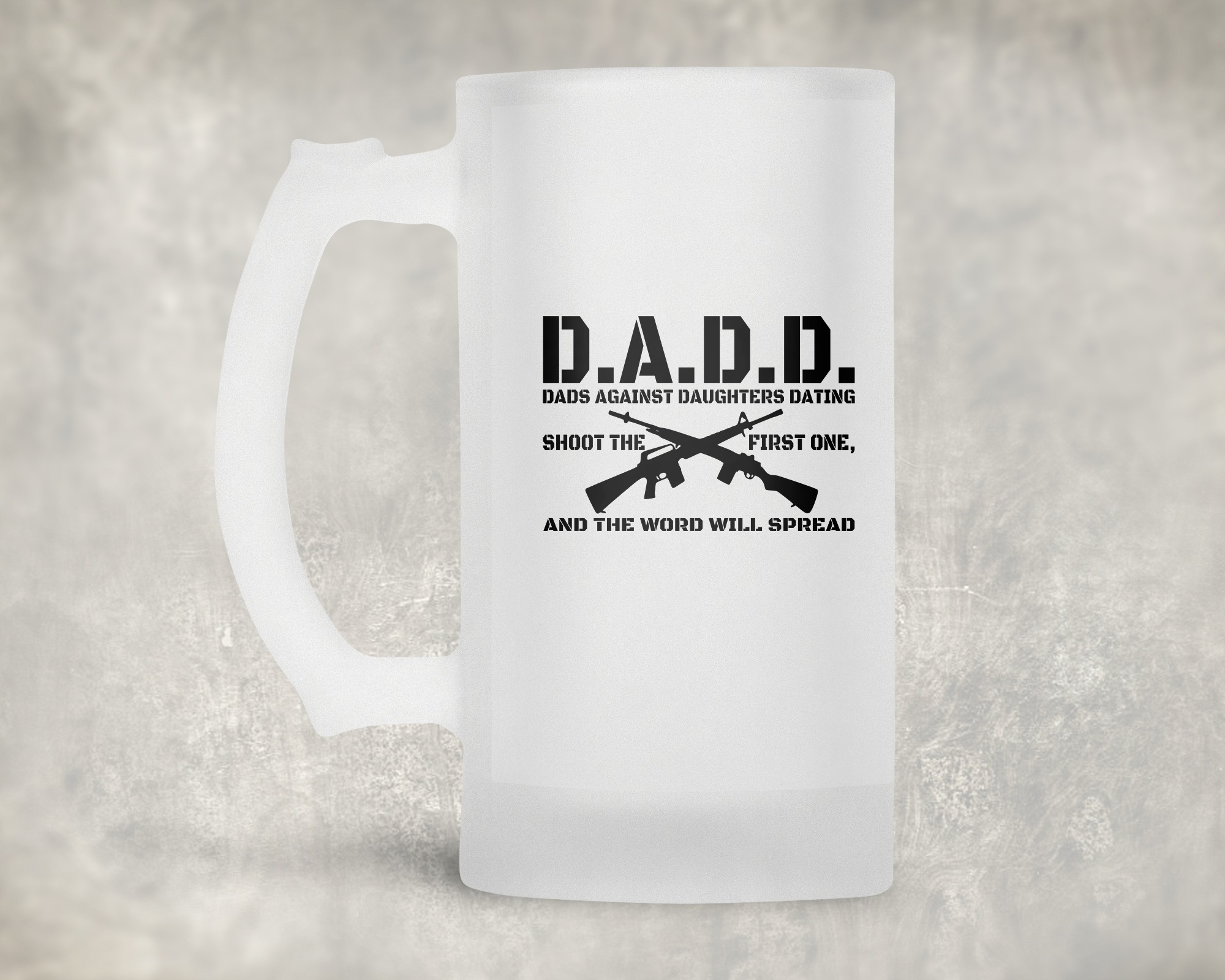 D.A.D.D. Frosted Beer Mug Mockup