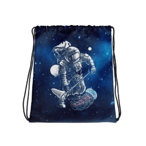 Astronaut Jelly Fishing Drawstring Backpack Mockup