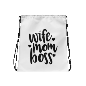 Wife Mom Boss Drawstring Bag Mockup