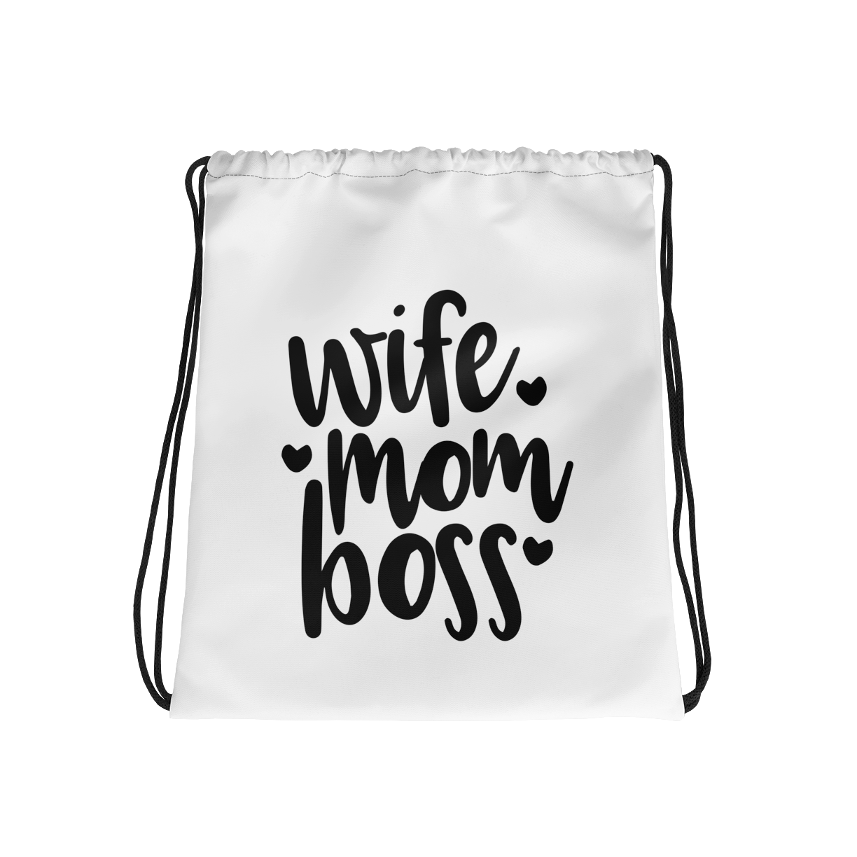 Wife Mom Boss Drawstring Bag Mockup