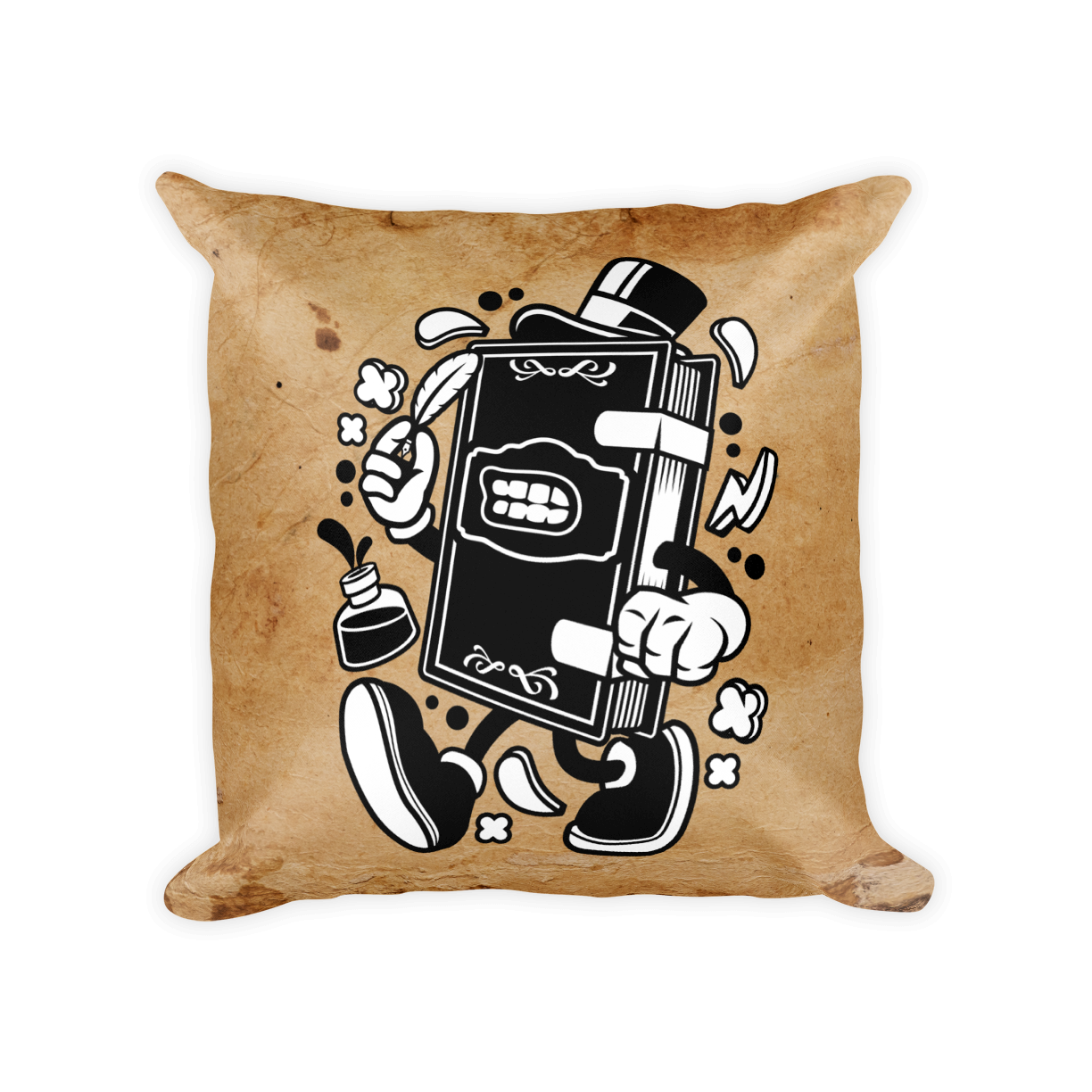 Vintage Cartoon Book Throw Pillow Mockup