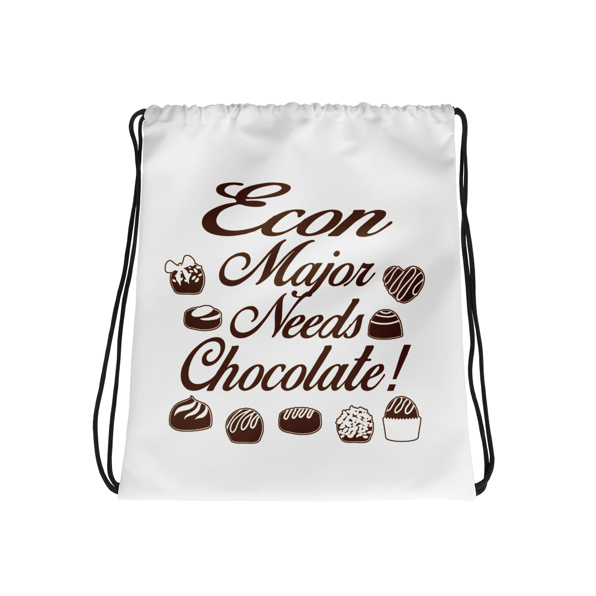 Econ Major Needs Chocolate! Drawstring Bag Mockup