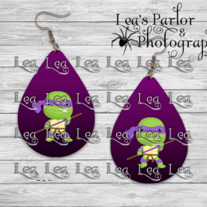 Purple Turtle Fighter Earrings Mockup