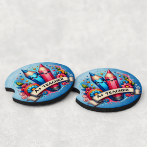 A+ Teacher Car Coasters Mockup