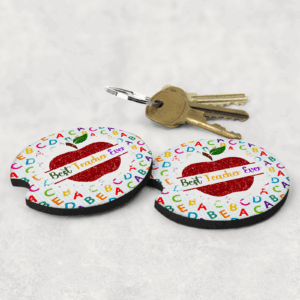 Best Teacher Ever Car Coasters Mockup