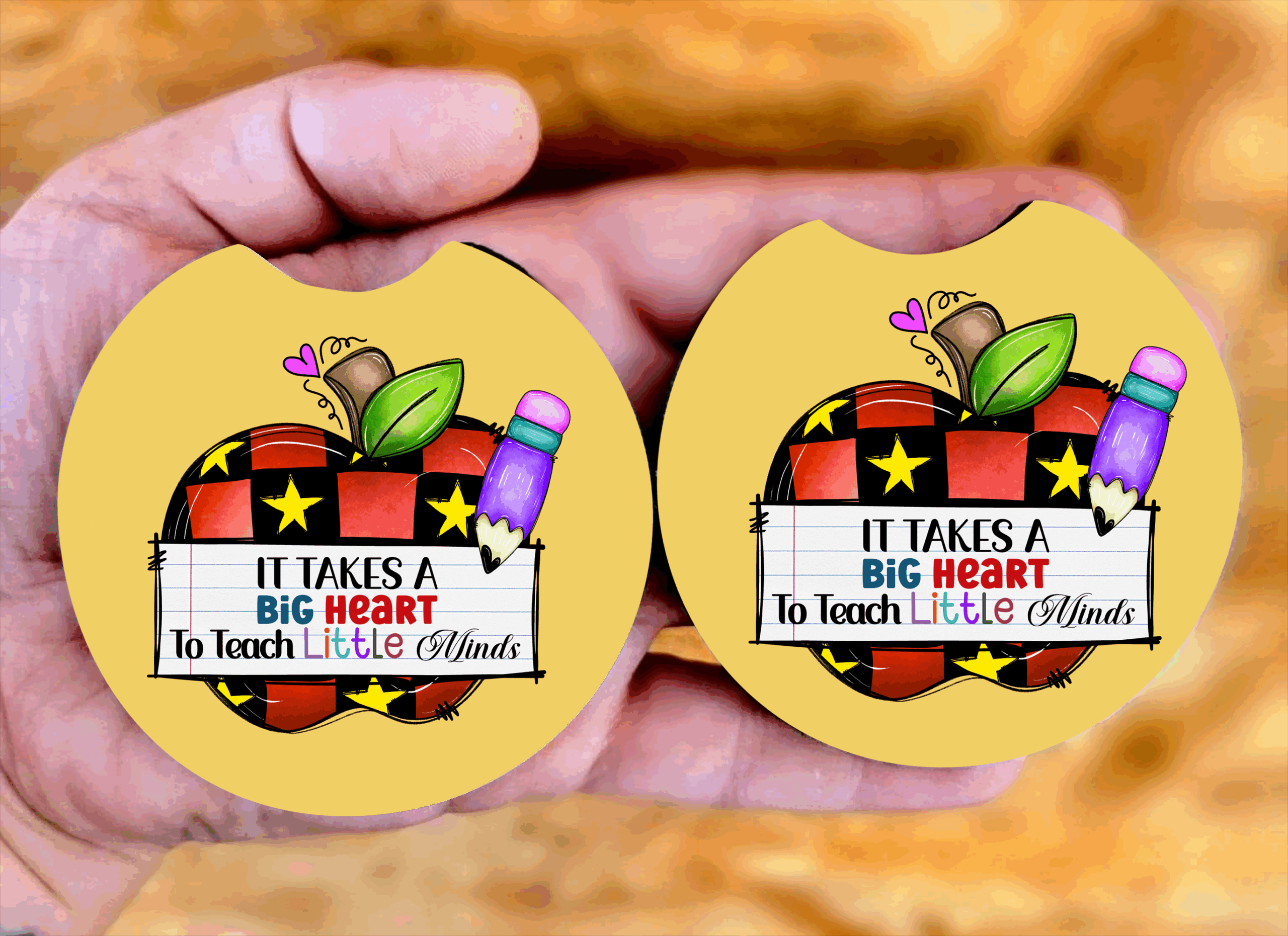 Big Heart Car Coasters Mockup