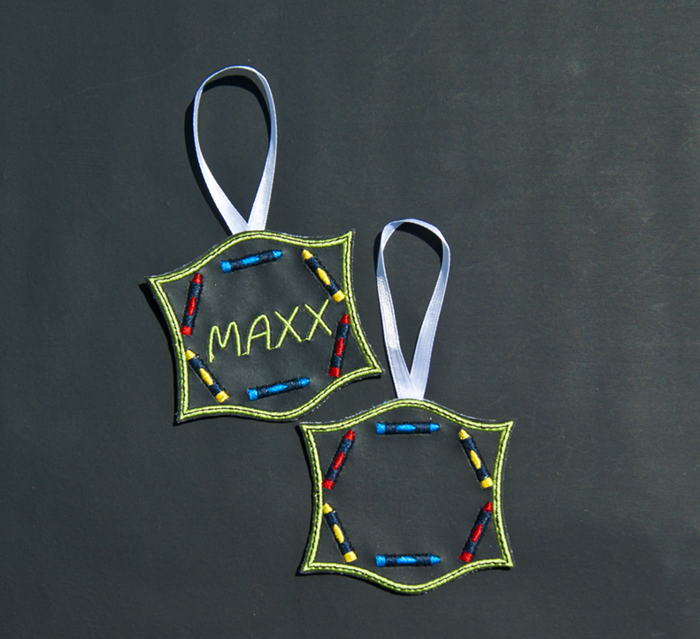 Crayon Chalkboard Label Tag